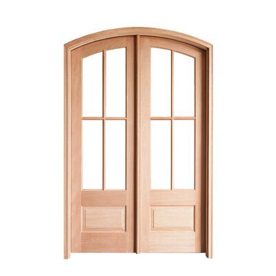 an open wooden door on a white background