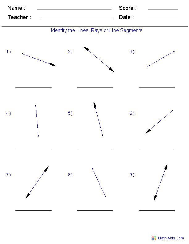 printable worksheet for lines and segments to help students learn how to use them