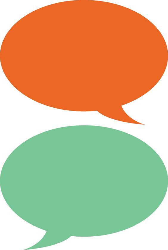 two orange and green speech bubbles