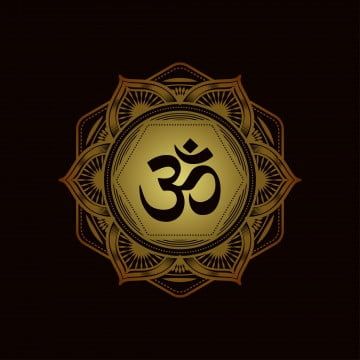 an om shan symbol on a black background