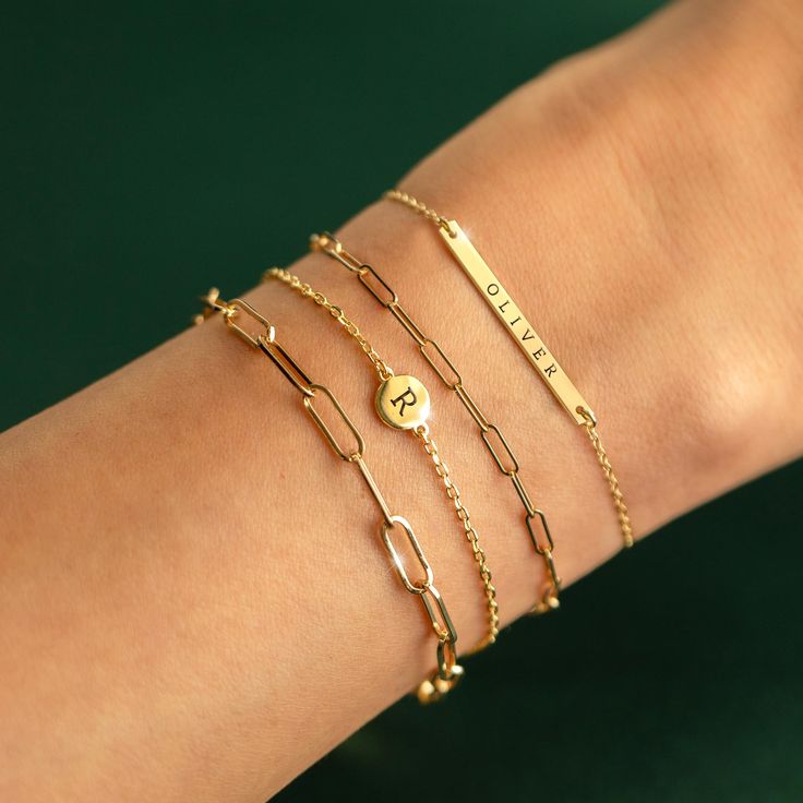 Dainty round disc initial engraving bracelet is elegant and timeless. Handmade in NYC. 14K Solid Gold Round Disc 6mm Italian cable chain, width 1.2mm Laser Engraving, ships out 2-3 business days Handcrafted in NYC Hypoallergenic, lead and nickel free #BS022 Engraving Bracelet, Italian Chain, Disc Bracelet, Id Bracelets, Yellow Gold Bracelet, Engraved Jewelry, Rolo Chain, Solid Yellow, Chain Link Bracelet