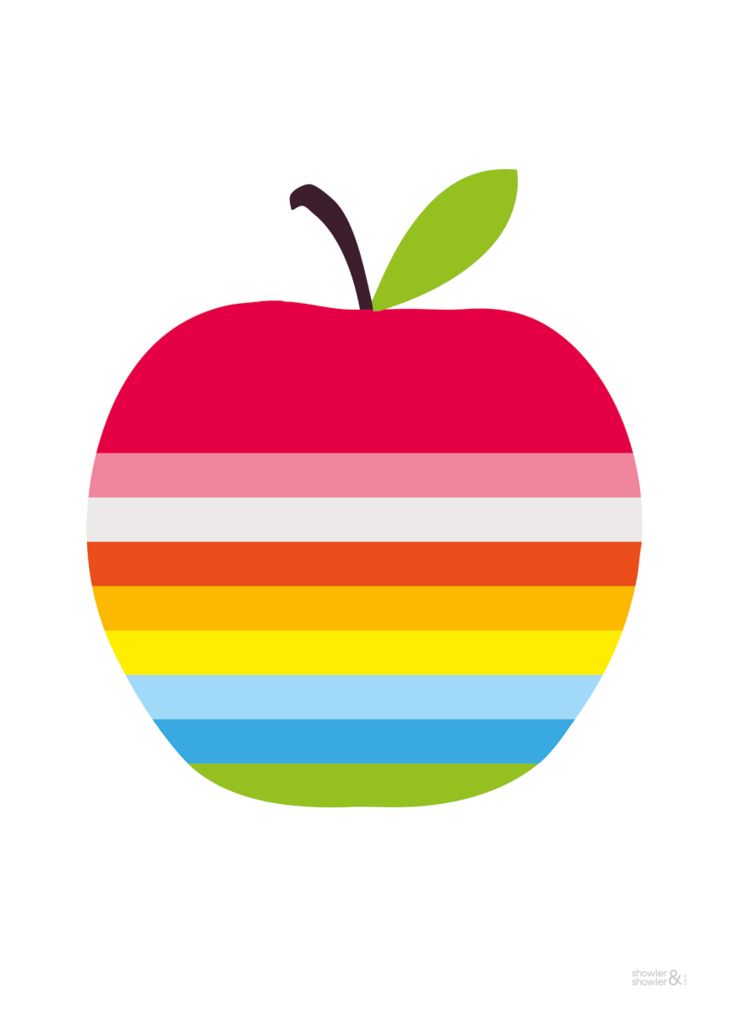 an apple with rainbow stripes on it