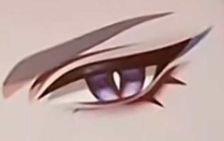 an eye with long lashes and purple eyeshade is seen in this image from the video