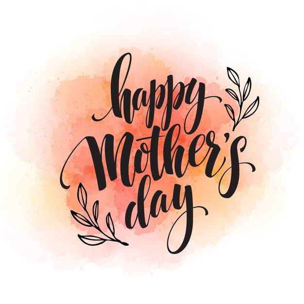 happy mother's day lettering on watercolor background