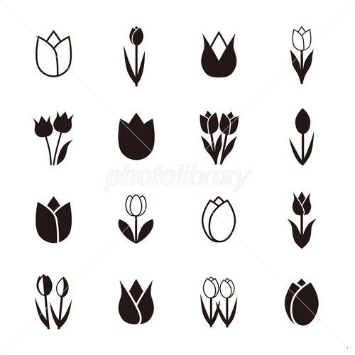 black and white tulips icons