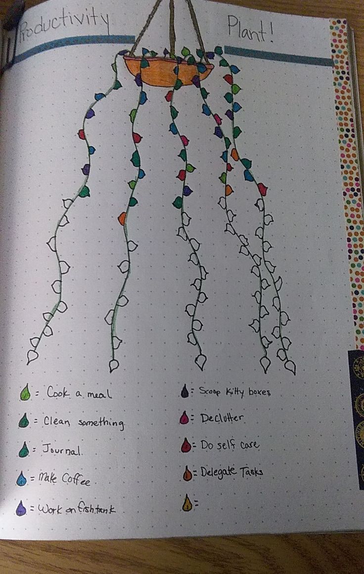 a page in a notebook with an image of a plant hanging from it's center