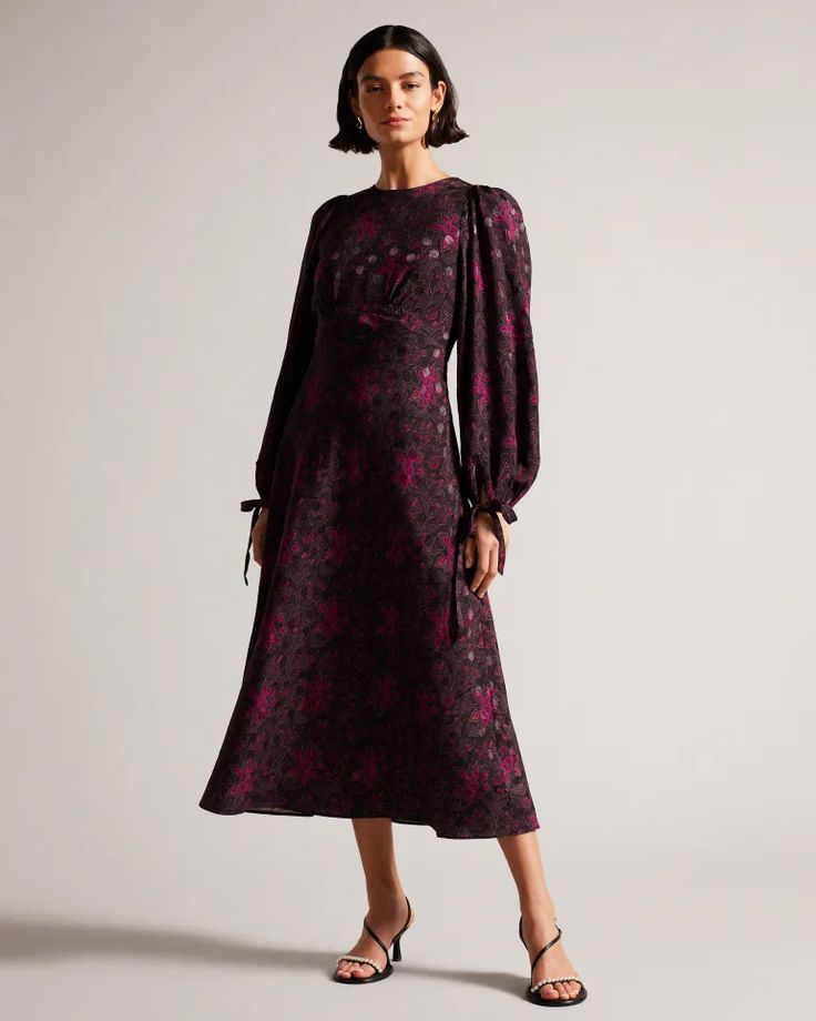 Women's Clothing | Ted Baker ROW Ted Baker Dress, Midi Dress Black, Floral Print Midi Dress, Black Midi, Dress Shapes, Printed Midi Dress, Women's Wardrobe, Ladies Dress Design, Black Dresses