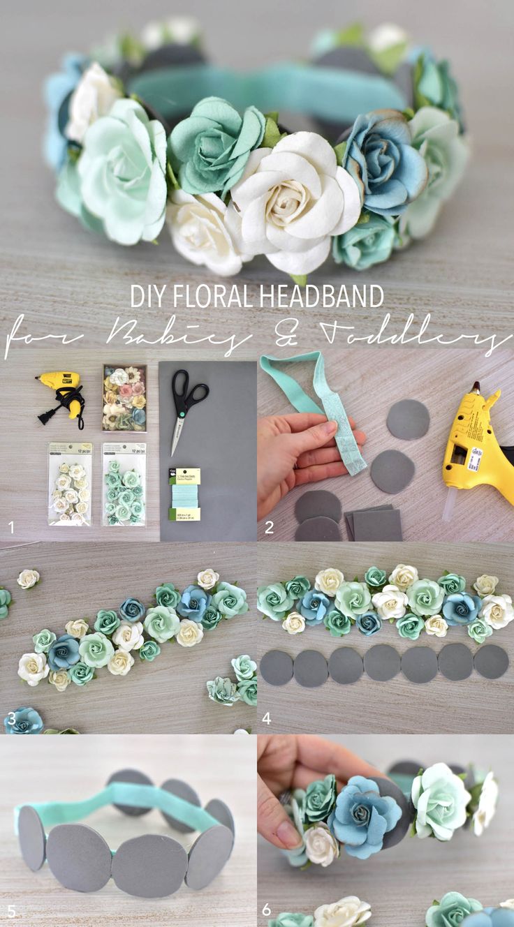 diy floral headband with paper flowers and scissors to make it look like they have been