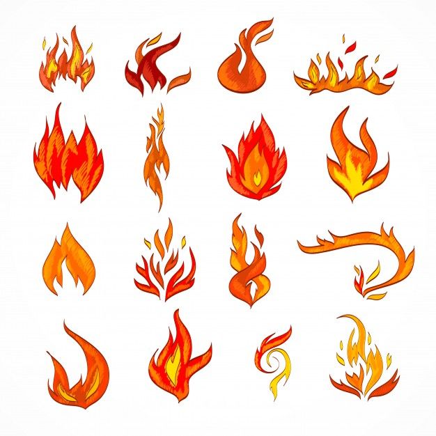 fire and flames icons set on white background - decorative objects objects / objects clippings