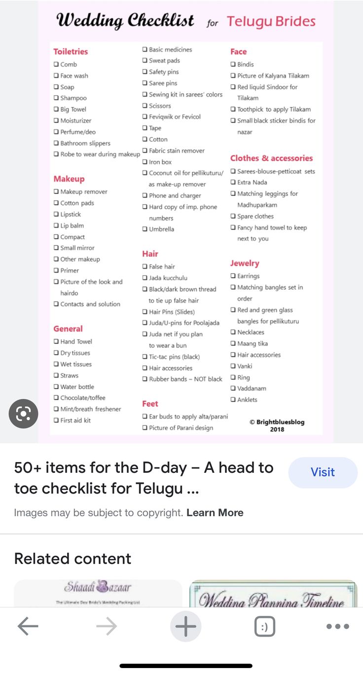 the wedding checklist is displayed in this screenshote, and it's not very