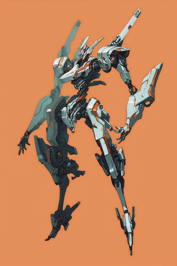 a stylized image of a robot that appears to be flying