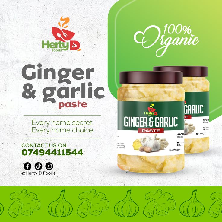 two jars of ginger and garlic paste on a green background with the words ginger & garlic paste