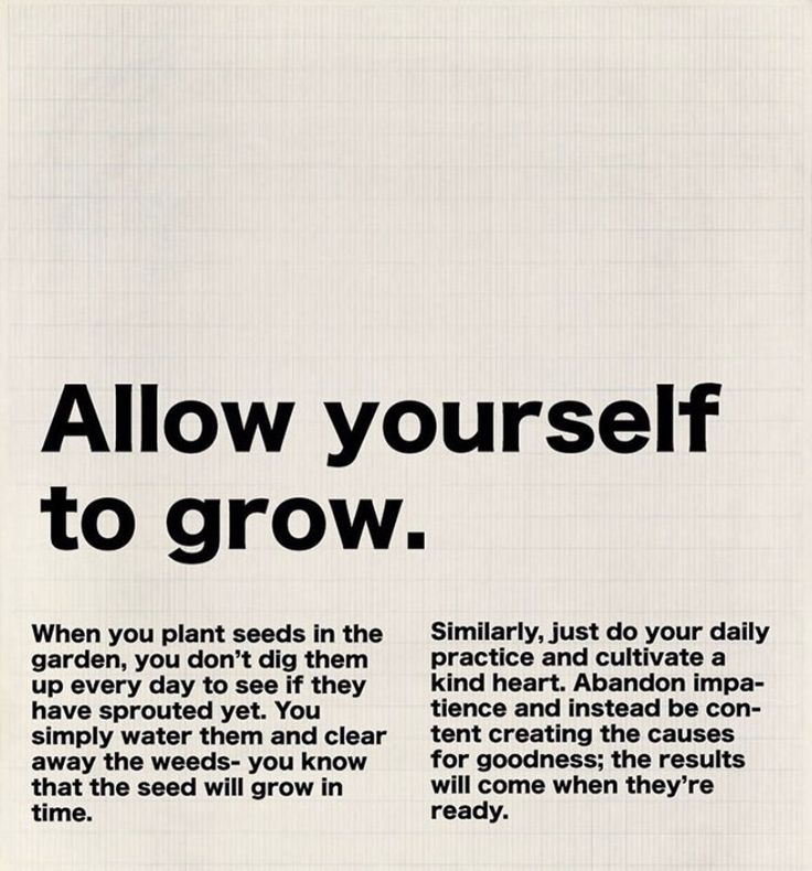 an advertisement with the words'allow yourself to grow'written in black and white