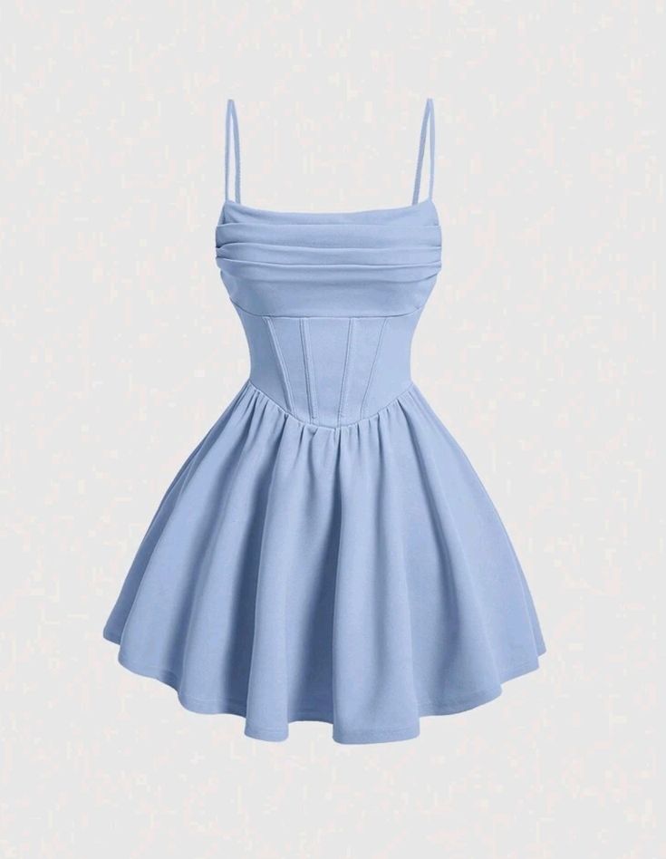 Light Blue Party Dress Short, Cute Dresses Blue, Cute Summer Dresses Short, Short Cute Dresses, Blue Outfits Ideas, Blue Dress Simple, Short Dresses Blue, Simple Dresses Casual, Blue Homecoming Dresses Short