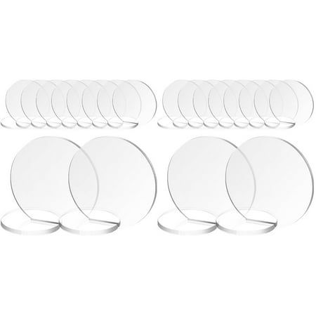 a set of six clear plates on a white background