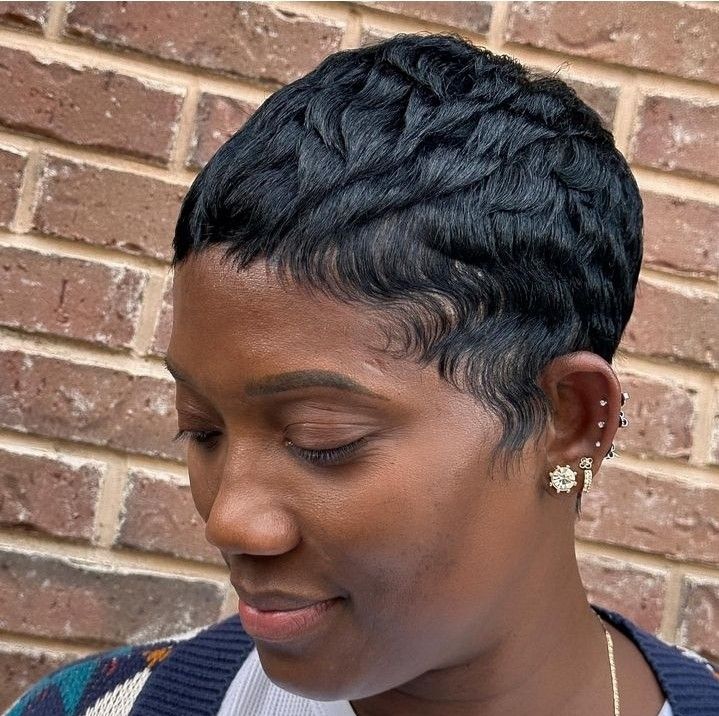 Short Pixie Black Women, Super Short Hair Black Women, Very Short Pixie Haircut Black Women, Short Pixie Cut Black Women, Pixie Hairstyles For Black Women, Black Pixie Haircut, Pixie Cut Straight, Pixie Haircut For Black Women, Finger Waves Short Hair