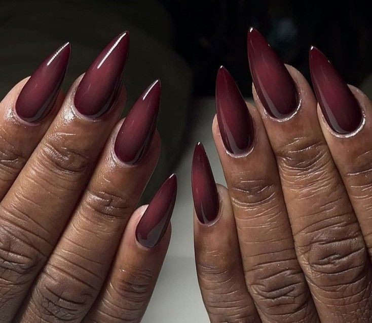 Burgundy Acrylic Nails, Deep Red Nails, November Nails, Red Acrylic Nails, Airbrush Nails, Her Nails, Simple Acrylic Nails, Classy Acrylic Nails, Shiny Nails