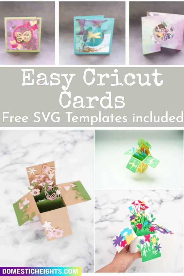 easy cricut cards with free svg templates includes flowers and butterflies,