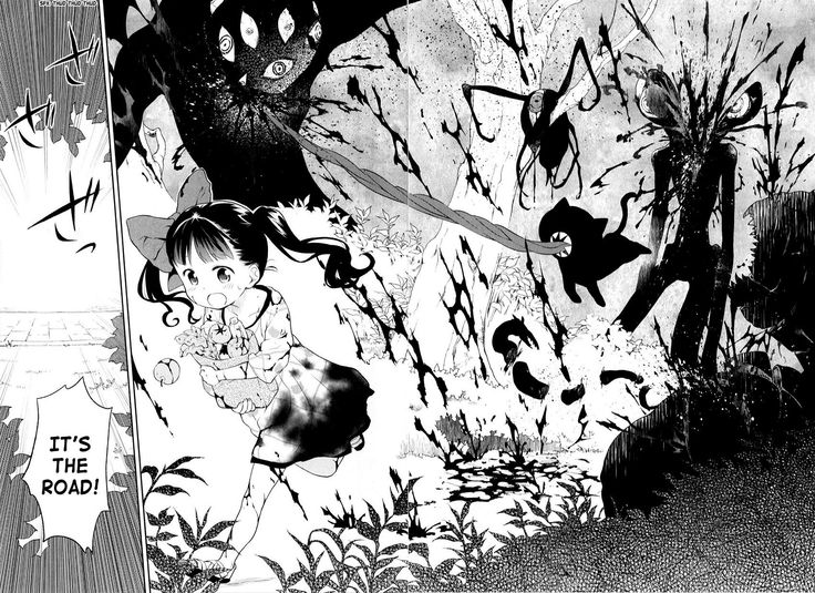 black and white image of children playing in the woods, with bats flying over them