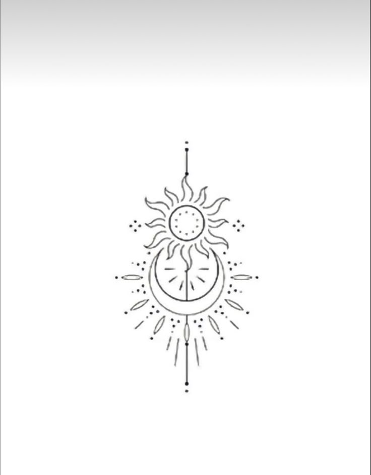 a drawing of the sun and moon on a white paper with black lines in it