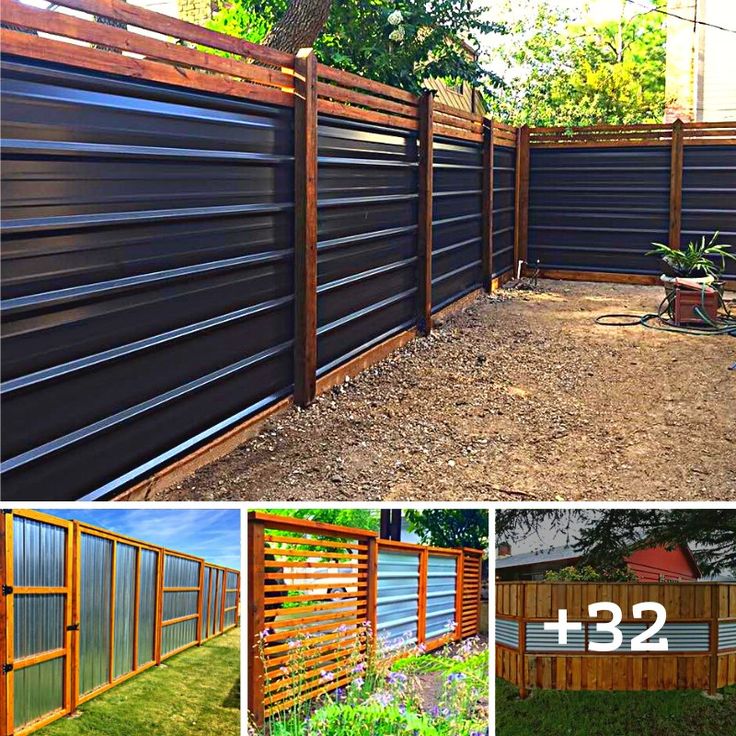 32 Cool Fence Ideas With "Zinc" Simple... - Home inspiration Cool Fence Ideas, Diy Fence Ideas Cheap, Cheap Privacy Fence, Corrugated Metal Fence, Diy Backyard Fence, Metal Fence Panels, Wood Fence Design, House Fence Design, Privacy Fence Designs