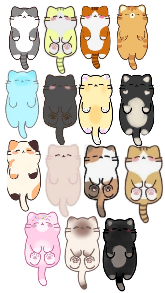 a bunch of cats that are all different colors