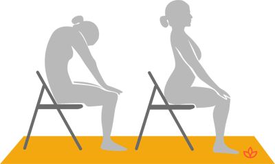 the silhouettes of two people sitting on chairs facing each other, with one standing