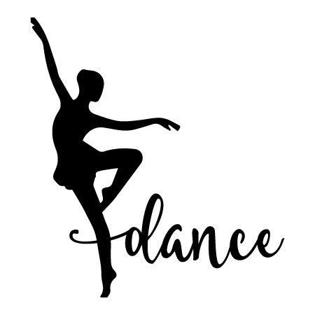 the word dance written in cursive font with a silhouette of a ballerina