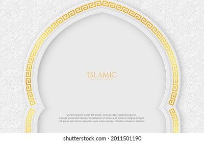 an arabic arch with gold border on a white background for the design of greeting cards, brochures and other items