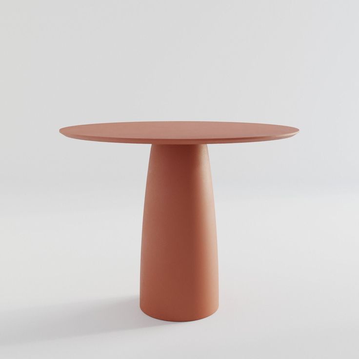 a round table with an orange base on a white background in the shape of a cone