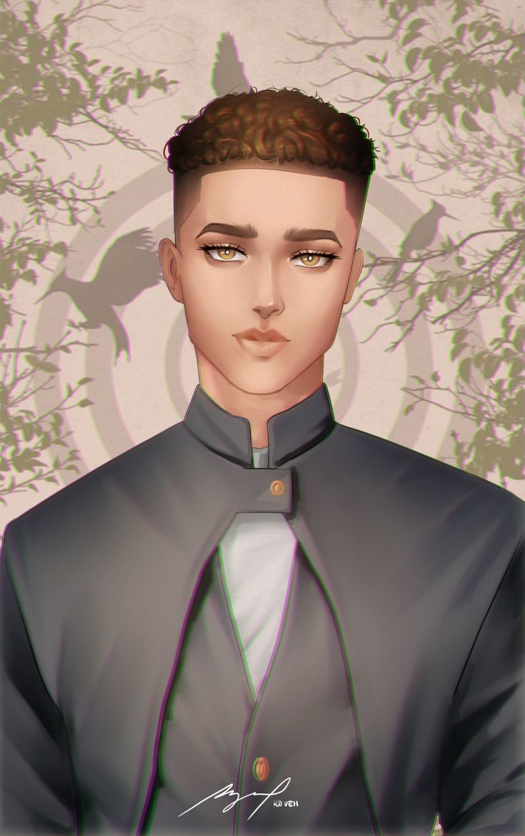 a digital painting of a man in a suit and tie