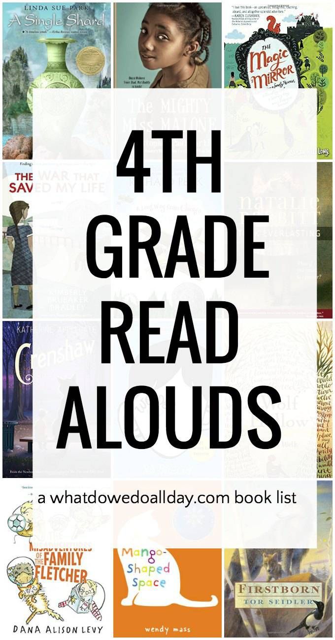 an image of the front cover of 4th grade read alouds with text overlay