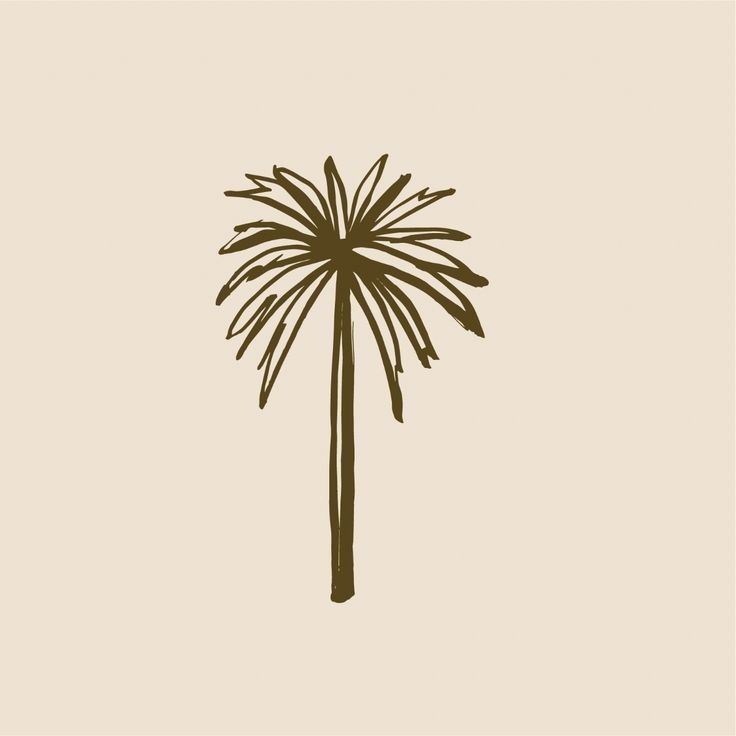 a drawing of a palm tree on a beige background