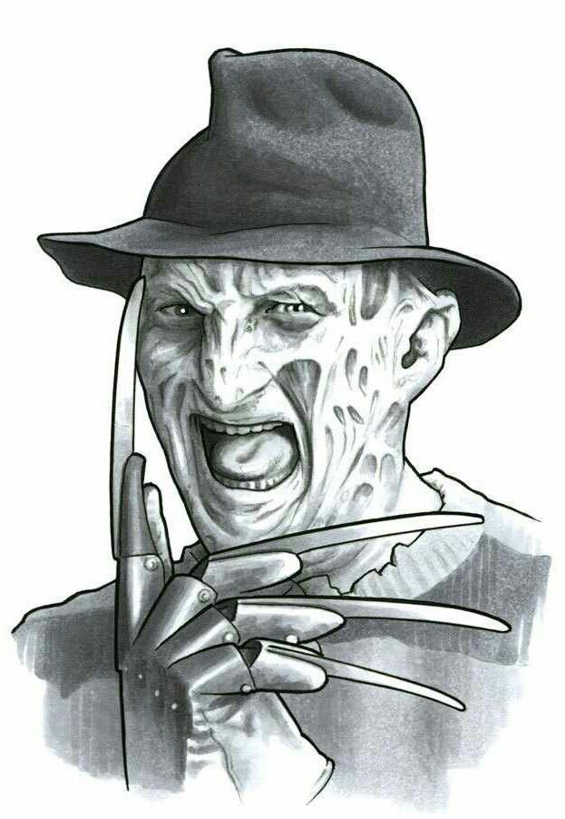 a drawing of a man in a fedora holding up two forks to his face