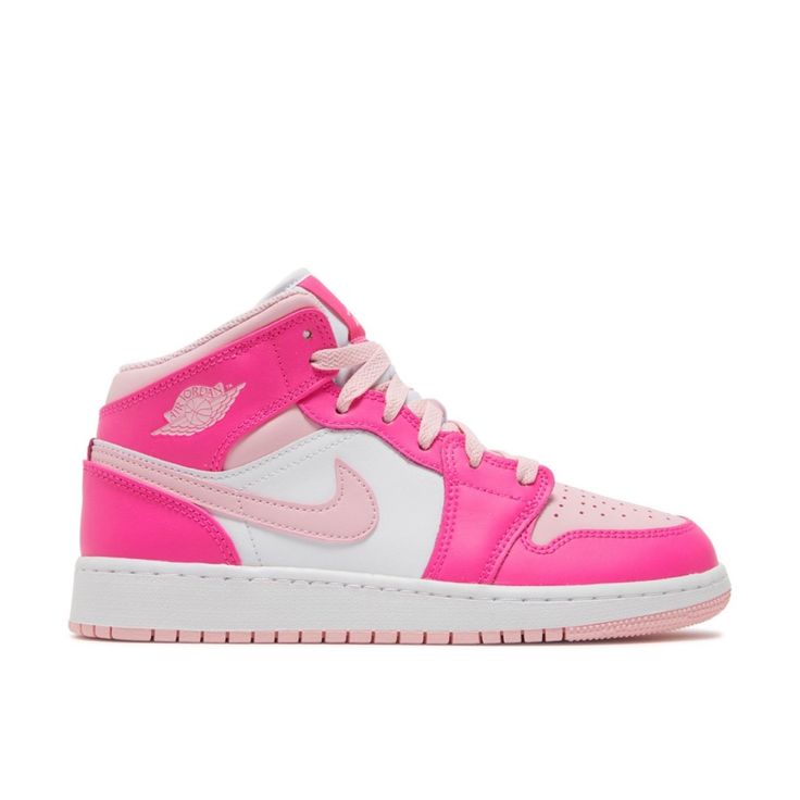 Nike Air Jordans Bright Colored Air Jordans, Nike Air Jordans Pink, Preppy Shoes Jordans, Pink High-top Sneakers With Contrast Sole For Spring, Nike Pink High-top Jordan Shoes, Nike Low-top Pink Jordan Shoes, Pink Basketball Shoes For Spring Streetwear, Pink Round Toe Basketball Shoes For Spring