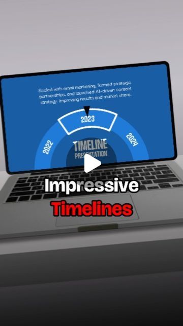 an open laptop computer sitting on top of a desk with the words impressive timelines