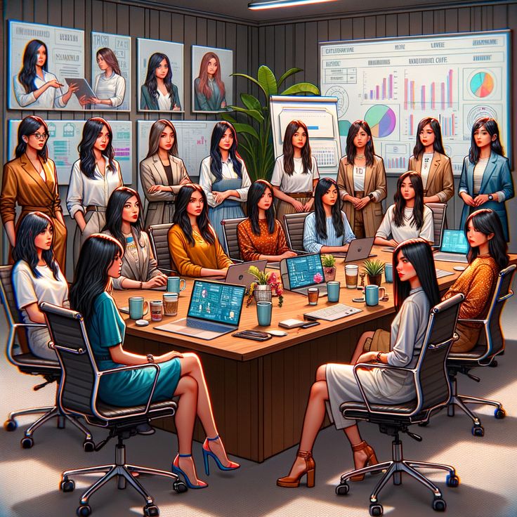 a group of women sitting around a conference table