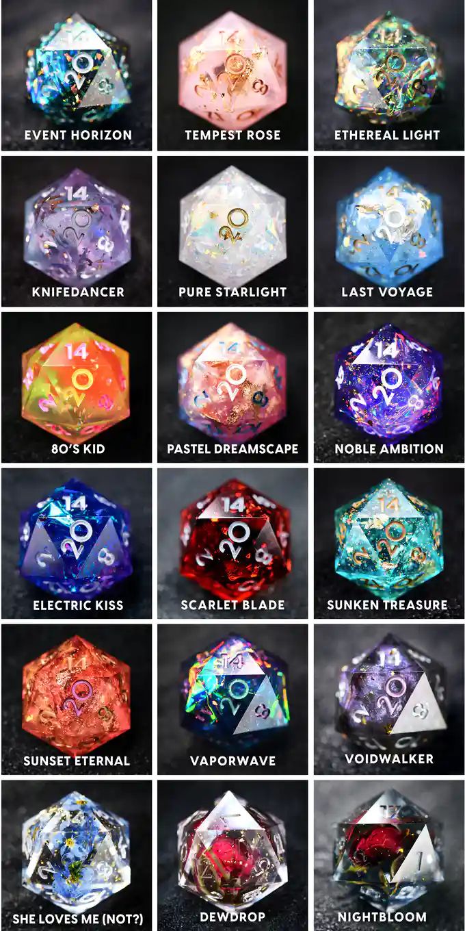 the different types of dices are shown in this image, and there is no description on