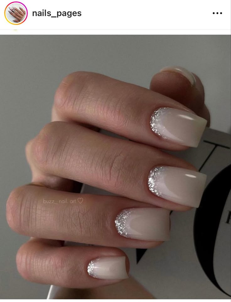 Chic Nail Designs, Milky Nails, Pink Ombre Nails, Square Nail Designs, Modern Nails, Ombre Nail Designs, Winter Nail Designs, Short Nail Designs, Silver Nails