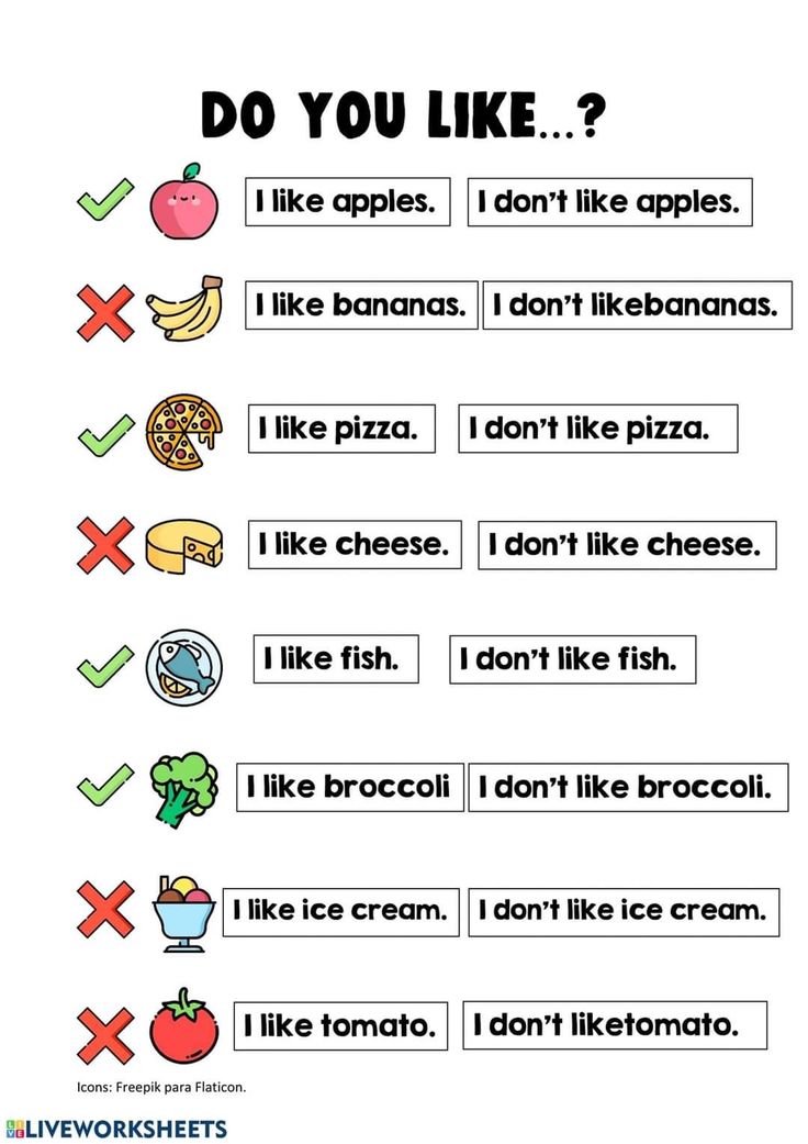 a printable worksheet with words and pictures to help students understand what food they are