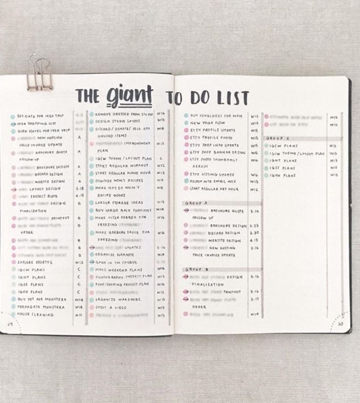 the giant to do list is open on a table