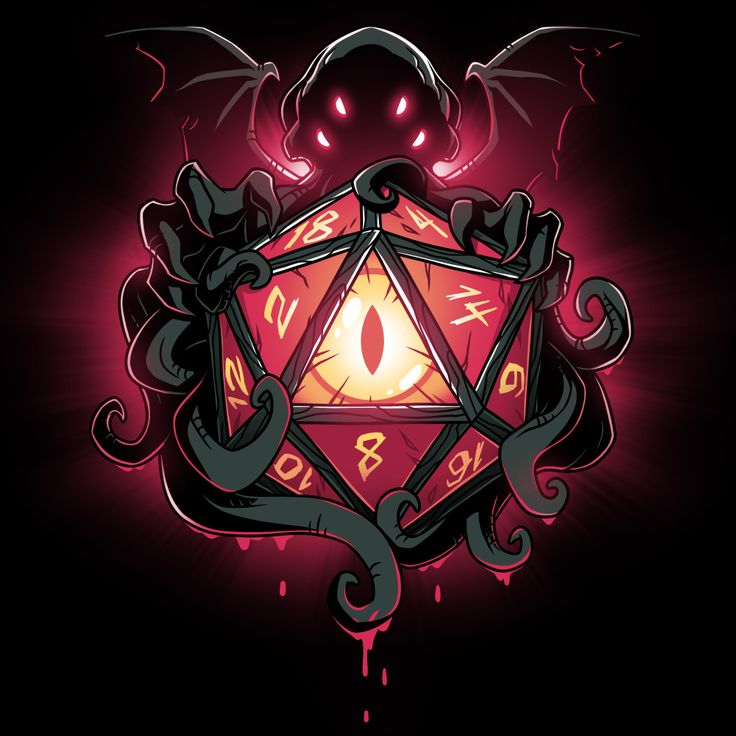 a red and black design with an evil demon on it's face, surrounded by other demonic creatures