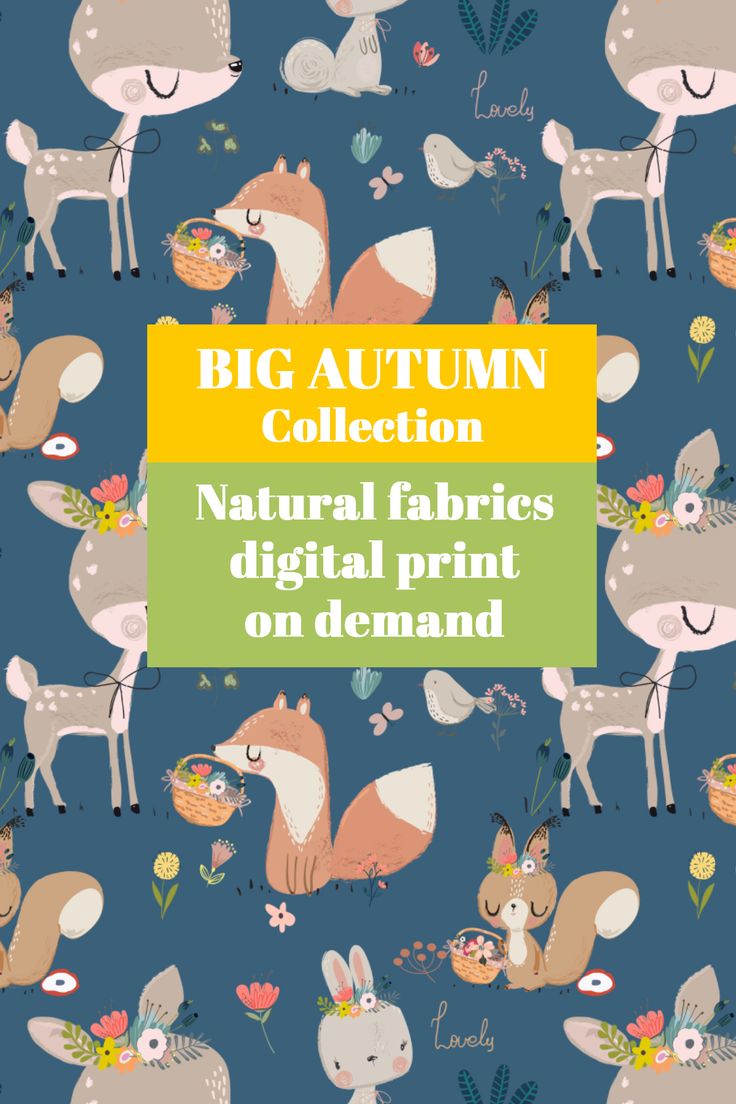 the big autumn collection is featured with an image of foxes, deers and other animals