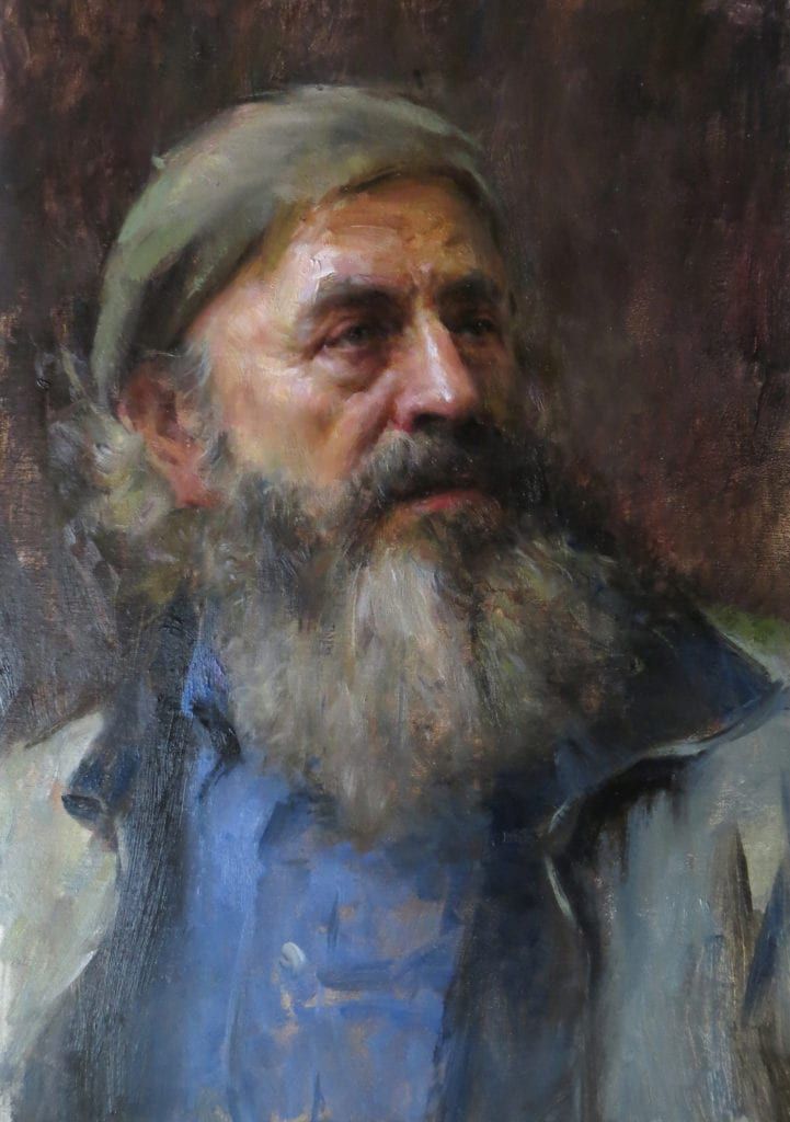 an oil painting of a man with a beard