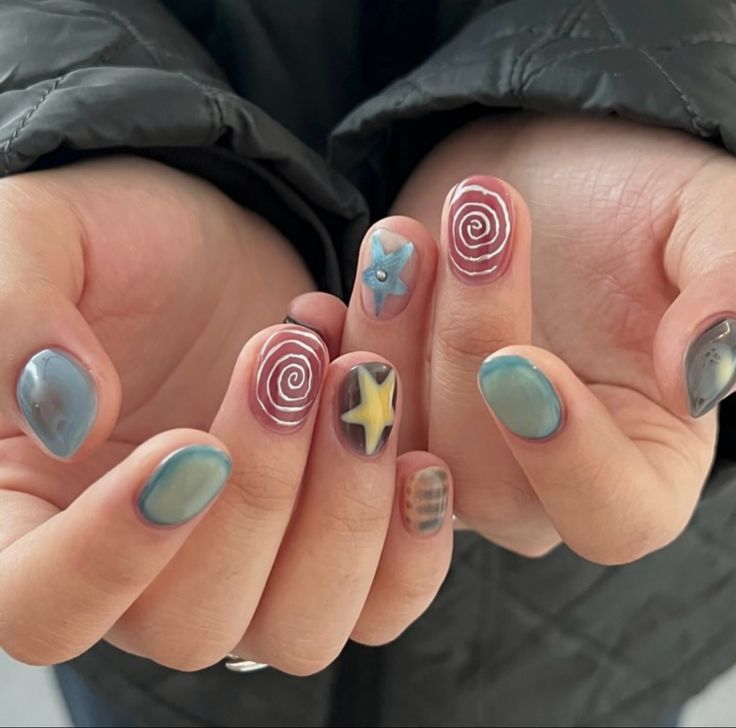 Hippie Nails, Different Nail Designs, Pretty Gel Nails, Cool Nails, Funky Nails, Dream Nails, Dope Nails, Coraline, Nails Inspo