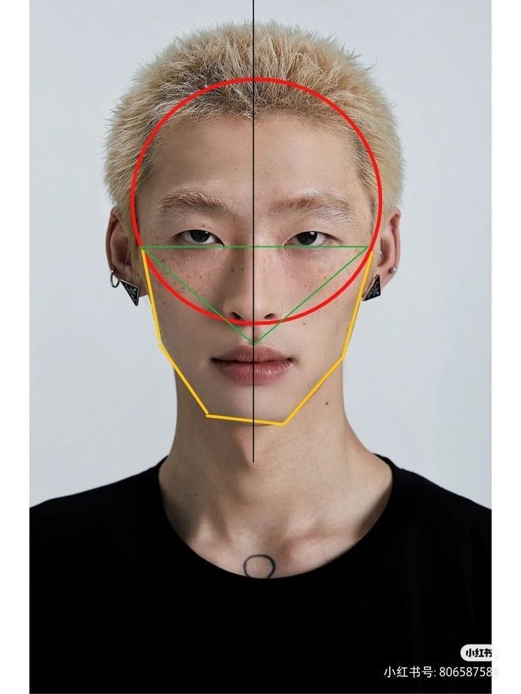 a man with different colored lines on his face and the same line in front of him