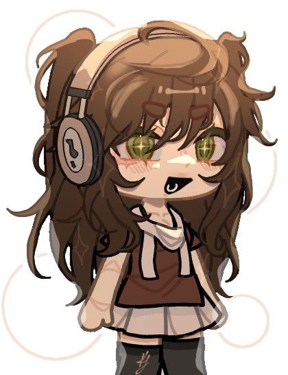 an anime character with headphones on