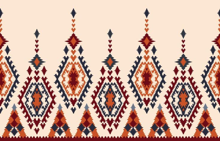 an ethnic style pattern with red, blue and orange colors