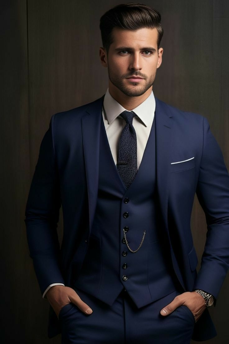 Dark Blue Tuxedo For Men, Tuxedo For Men Navy Blue, Marine Blue Suit Men Wedding, Men's Wedding Suits Blue Navy, Dark Blue Three Piece Suit Men, Groom Style Navy Suit, Navy Blue 3 Piece Suit Men Wedding, Dark Blue Suit Men Wedding Groom, Dark Blue Tuxedo Wedding Groom