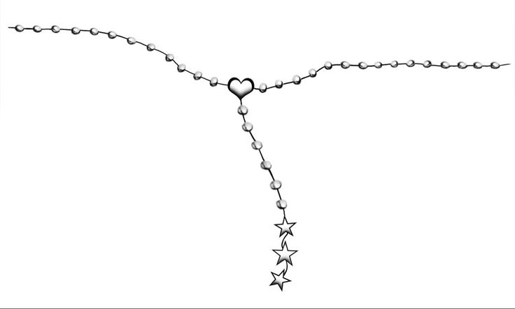 a drawing of a heart and stars on a chain